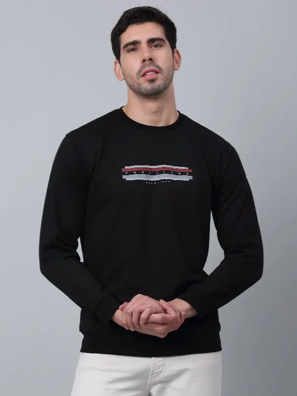 Light Fit Printed Black Full Sleeves Round Neck Regular Fit Casual Sweatshirt For Men Light Fit Printed Black Full Sleeves Round Neck Regular Fit Casual Sweatshirt For Men