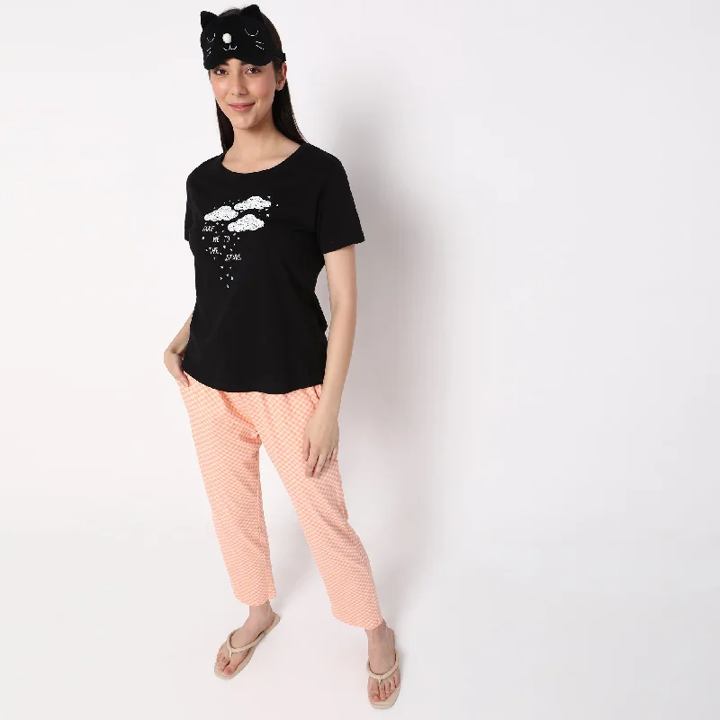 End Of The Year Regular Fit Printed Sleepwear Lounge Top