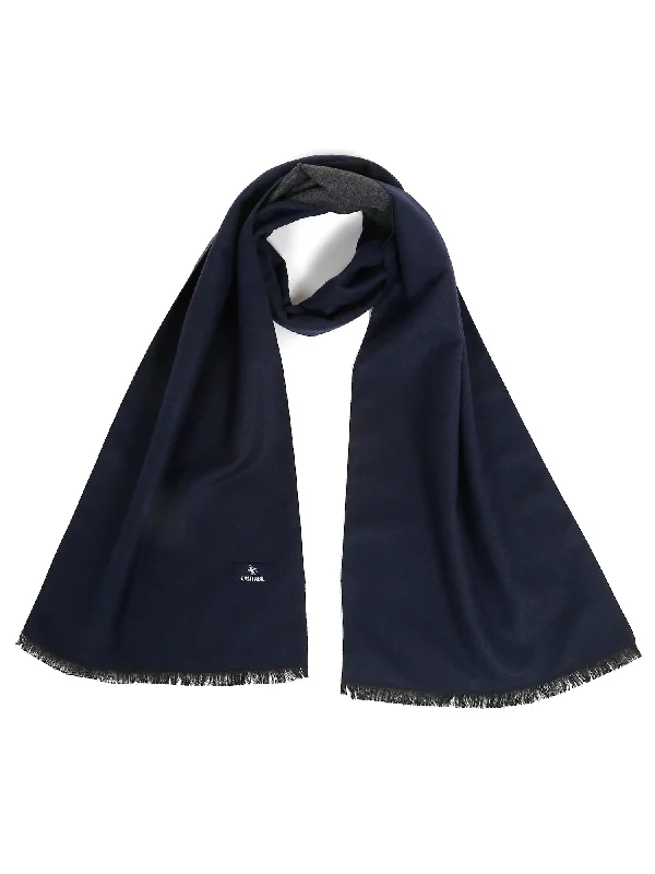 Men's Navy Blue Fashion Solid Reversible Muffler