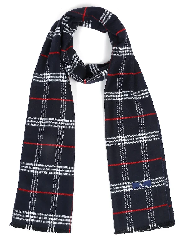 Men's Navy Blue Fashion Medium Check Muffler