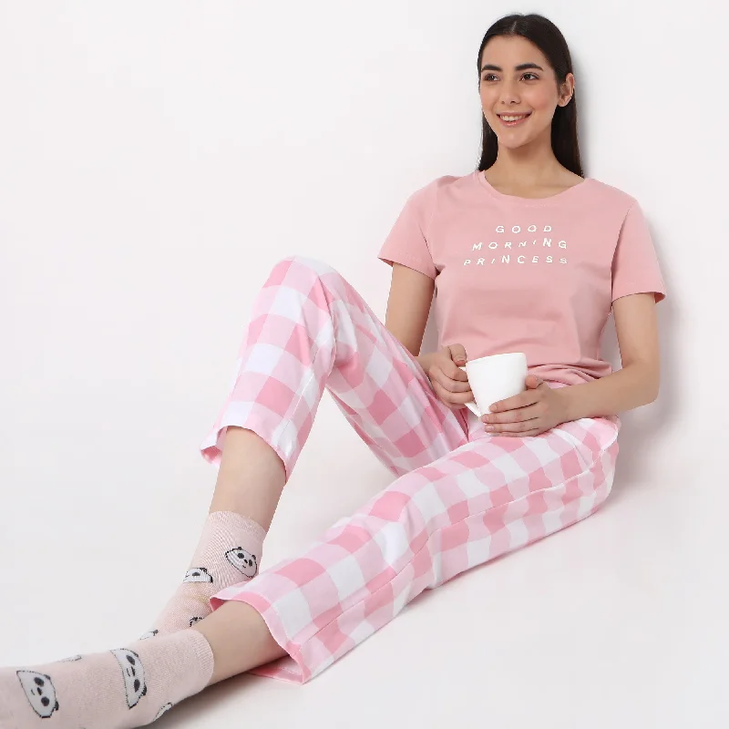 Casual Style Regular Fit Printed Sleepwear Lounge Top