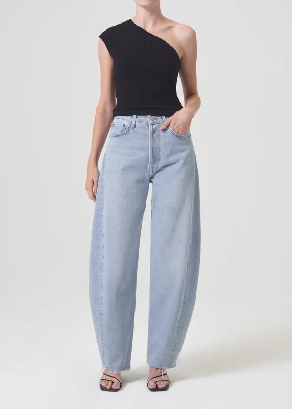 Casual And Versatile Agolde Luna High Rise Pieced Taper Jean in Void