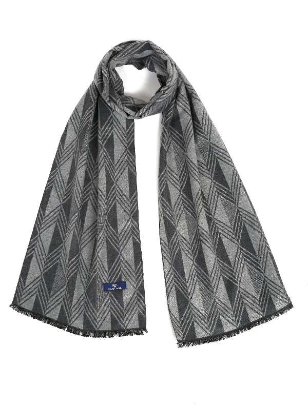 Men's Grey Fashion Broken Stripe & Diamond Pattern Muffler