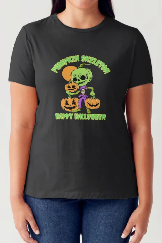 Sports And Leisure PUMPKIN SKELETON HAPPY HALLOWEEN Short Sleeve Tubular T-Shirt
