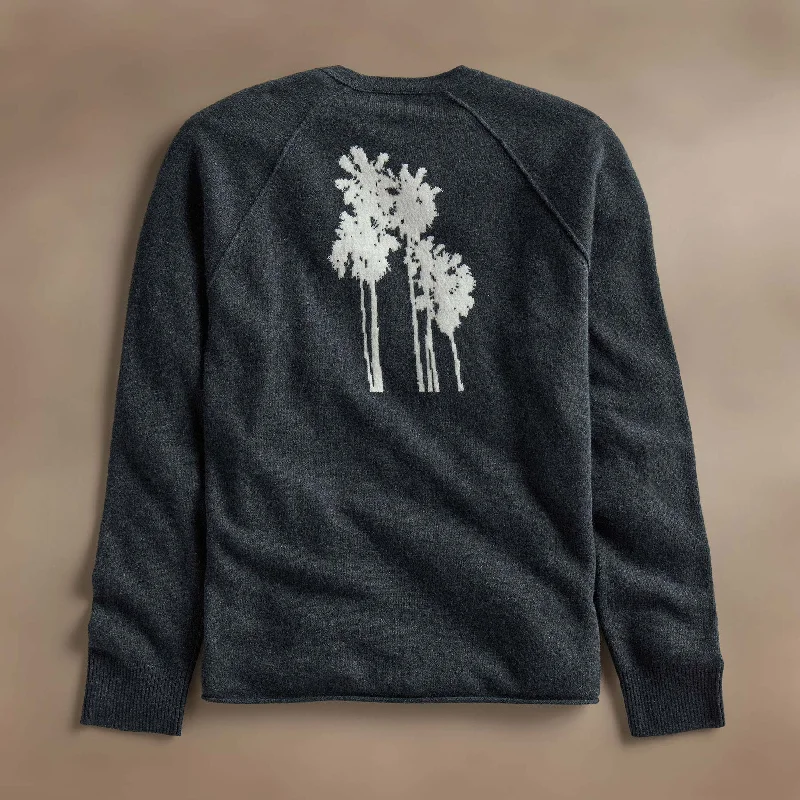 Palm Tree Cashmere Raglan - Coal/Off White