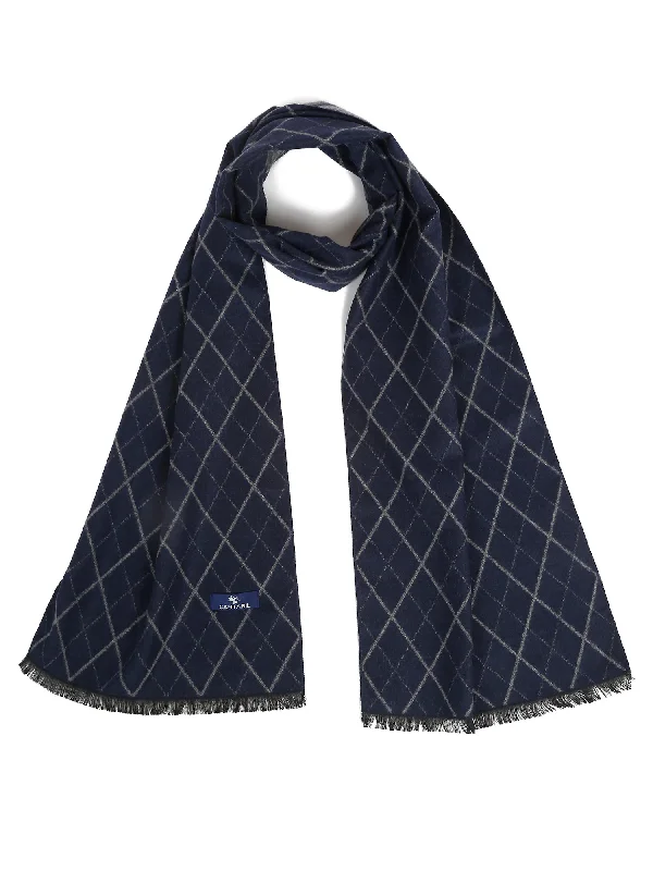 Men's Navy Blue Fashion All over Argyle Muffler