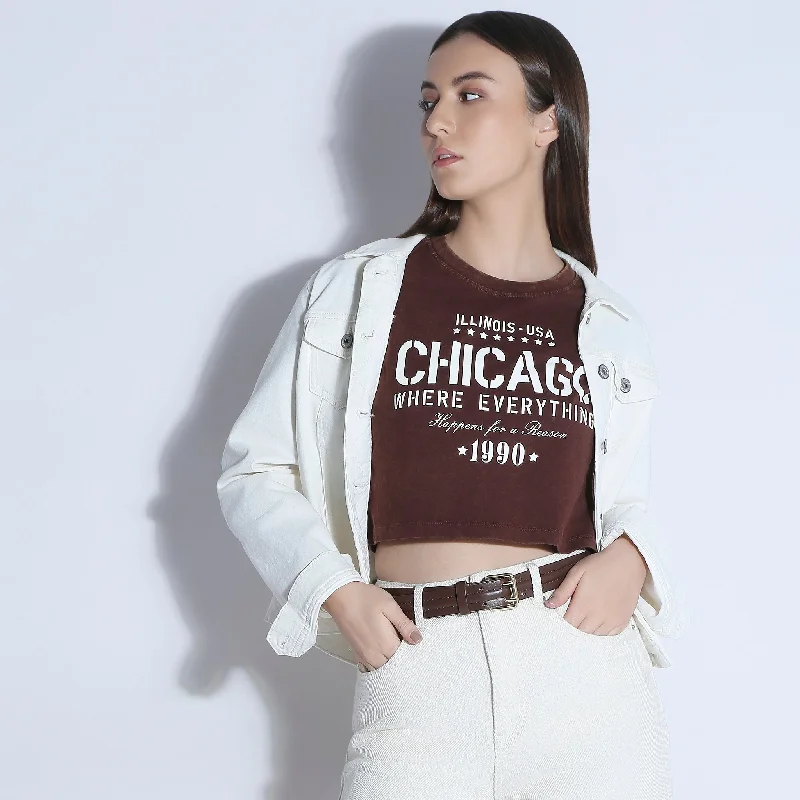 Sporty Elegance Boxy Fit Print T-Shirt