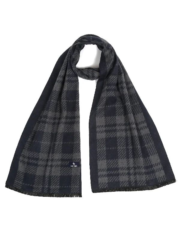 Men's Navy Blue Fashion Medium Check Muffler