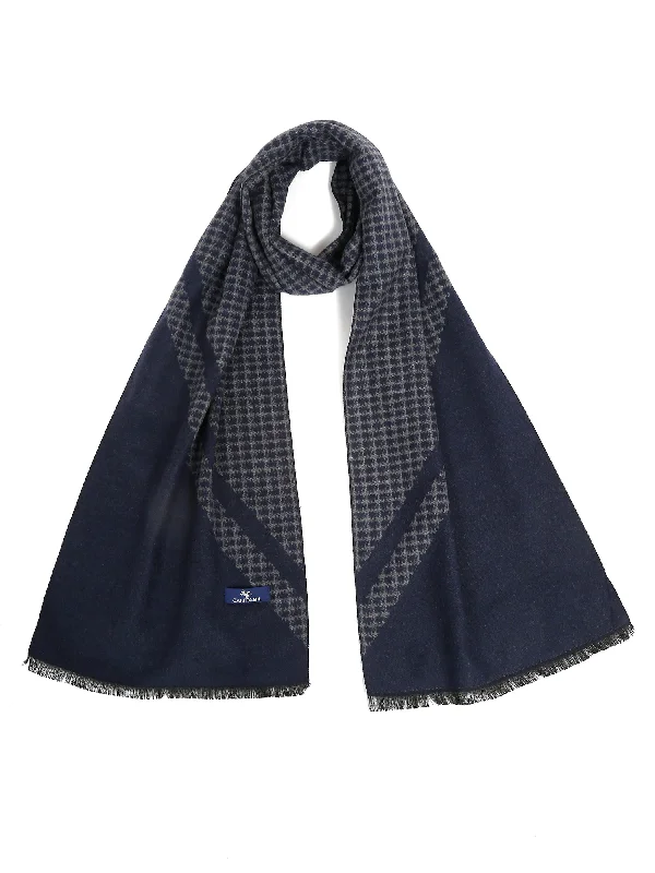 Men's Navy Blue Fashion Houndstooth Pattern Muffler