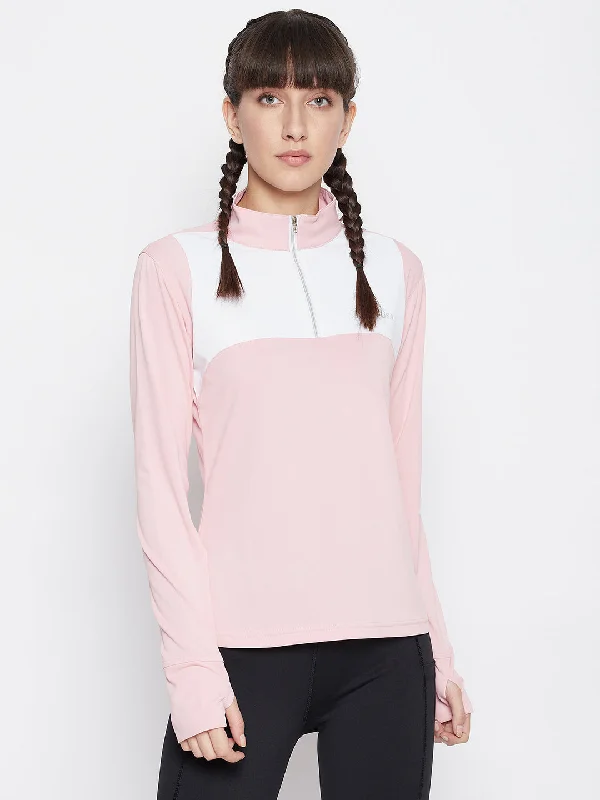 Comfortable And Versatile JUMP USA Women Turtle Neck Front Zip T-shirt