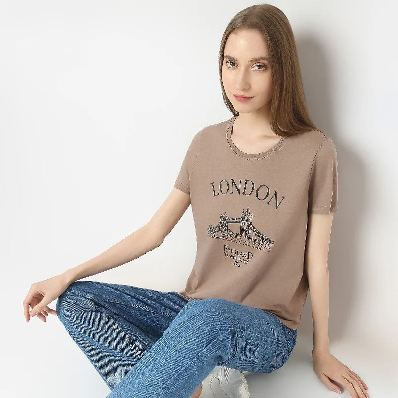 Denim Design Regular Fit Graphic T-Shirt
