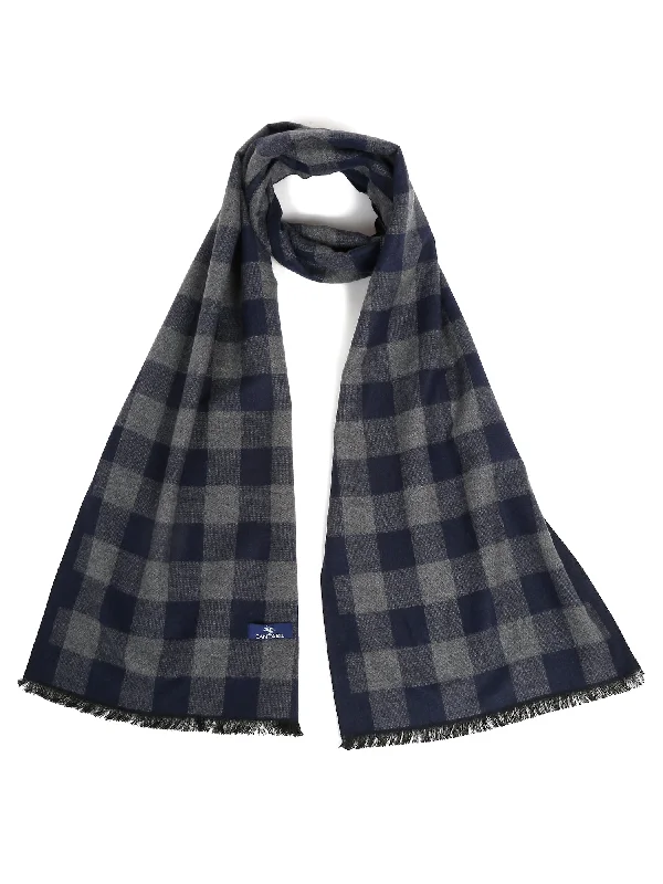 Men's Navy Blue Fashion Small Check Muffler