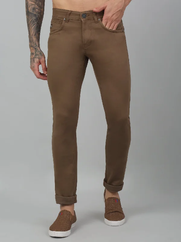 Smart Comfort Wear Men's Casual Flat front Brown  Trousers