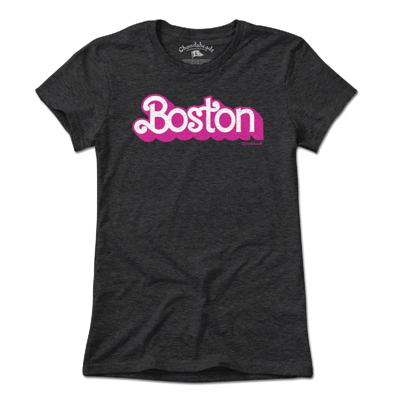 Luxury Temperament Boston Pink Logo T-Shirt
