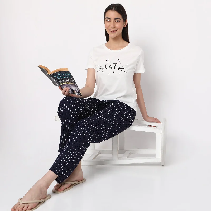 Design And Tailoring Regular Fit Printed Sleepwear Lounge Top