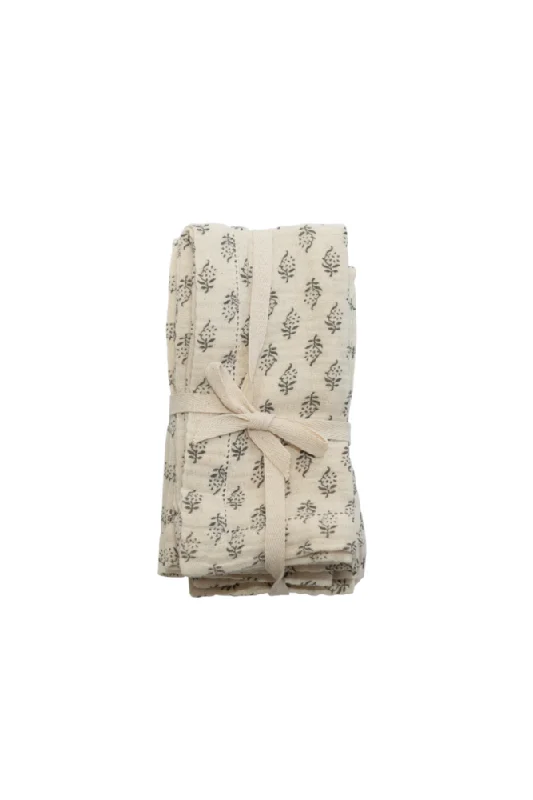 Denim Design Floral Cloth Napkins -Set of 4