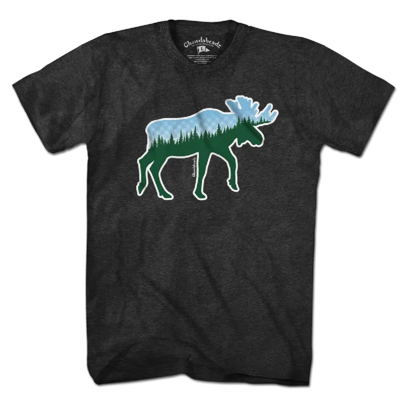 Unique Design Moose Tree Skyline T-Shirt