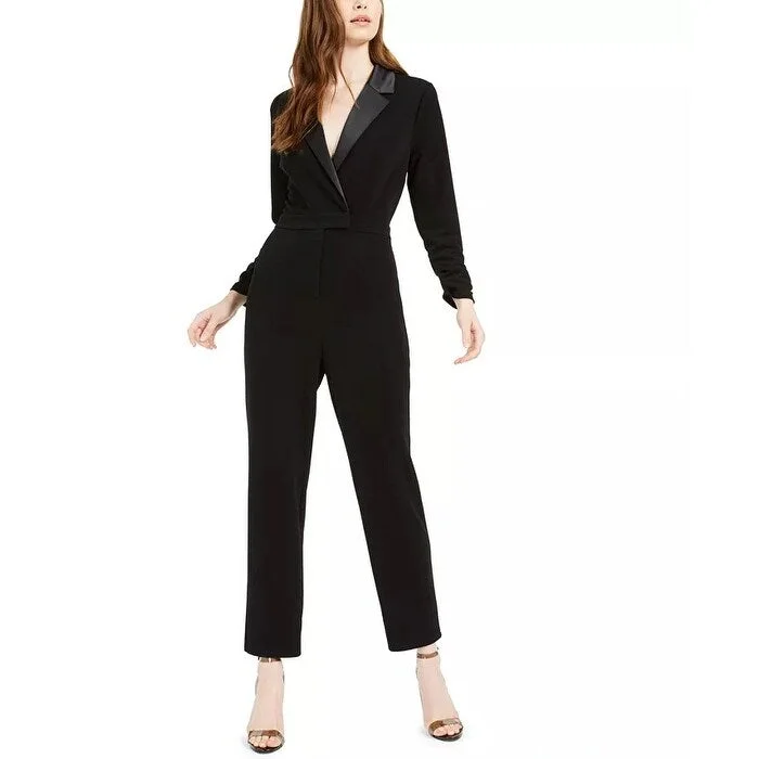 Weekend Comfort Wear Bar III Women's Tuxedo Jumpsuit Black Size 10