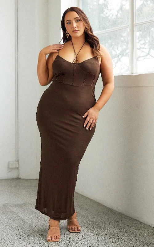 Retro Design Stafford Dress - Chocolate Brown