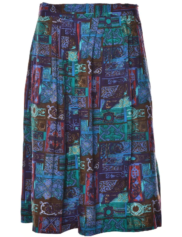 Abstract Print Skirt - L