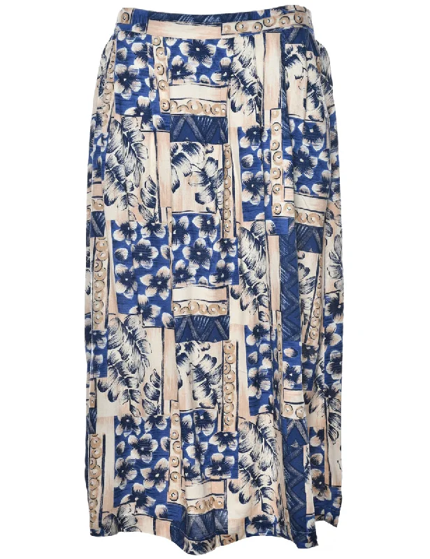 Floral Print Maxi Skirt - L