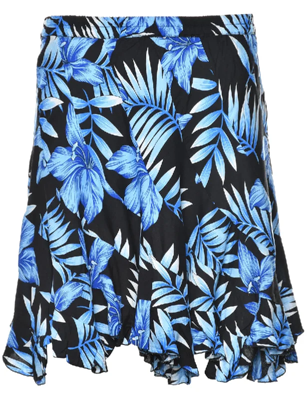 Foliage Print Flared Skirt - S