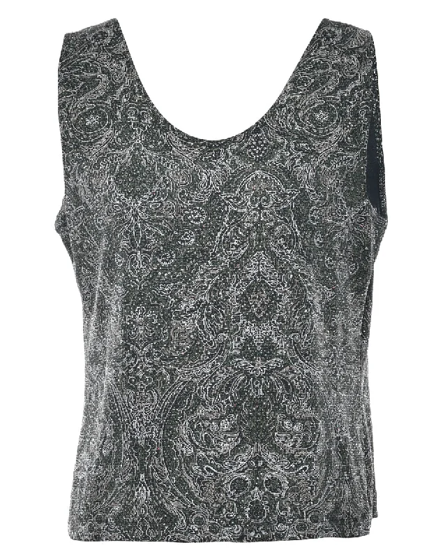 Metallic Paisley Print Evening Top - M