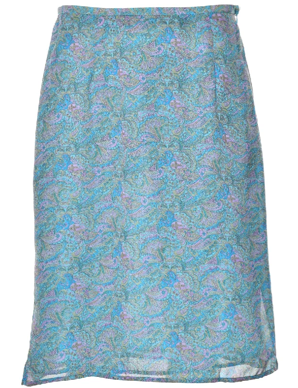 Paisley Print Pencil Skirt - M