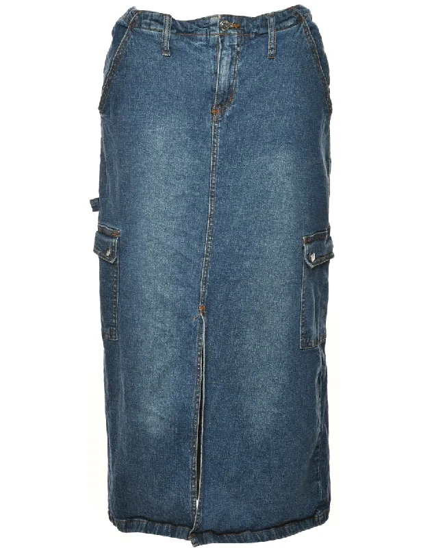 Y2K Denim Cargo Skirt - M