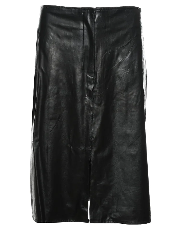 Modern Chic Black Leather Skirt - L