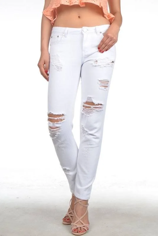 Casual Chic Wear Signature 8 Relaxed Fit White Jeans IP629W