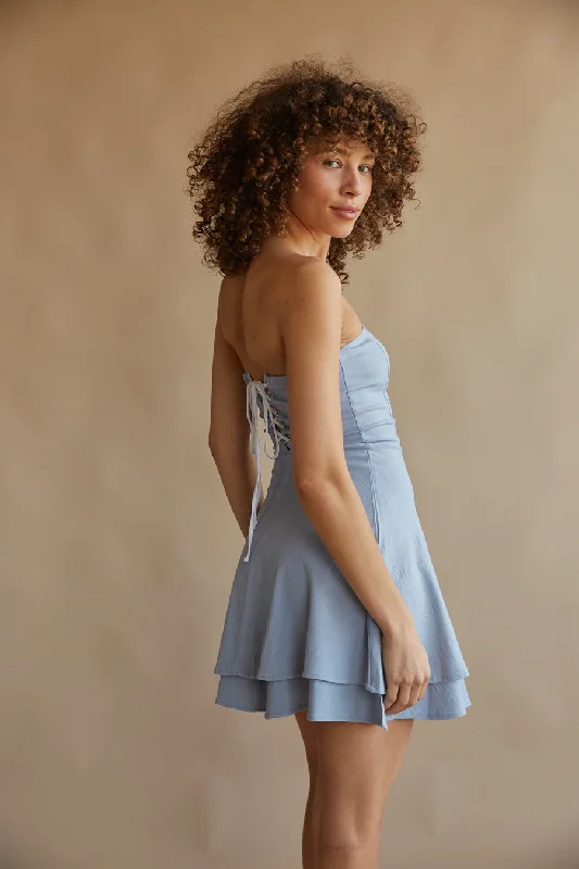 Elegant Style Agnes Strapless Lace Up Mini Dress