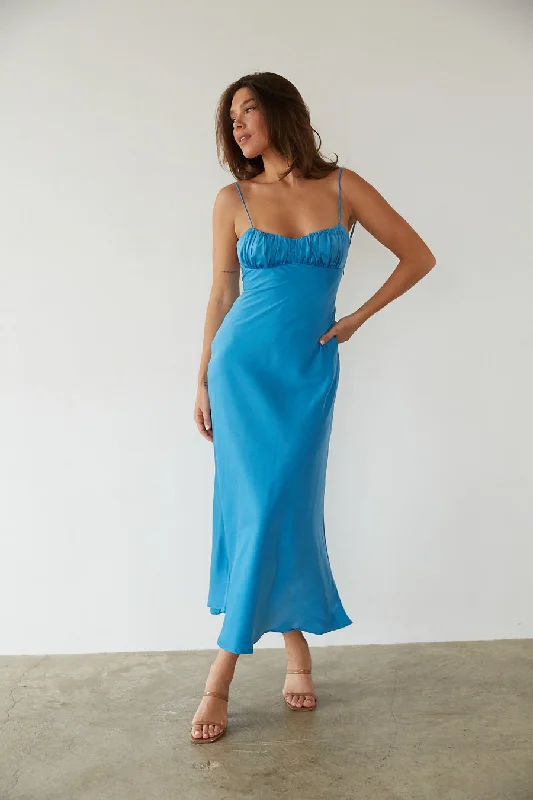 Bottom And Versatile Andie Open Back Satin Maxi Dress