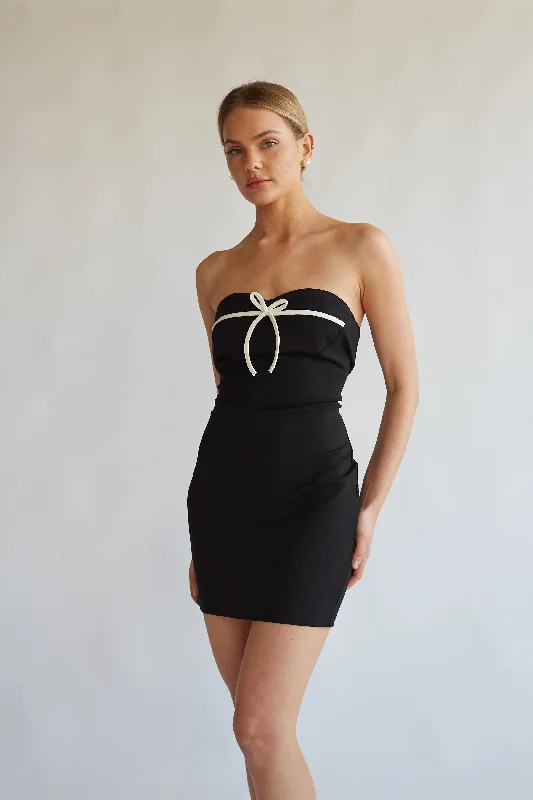 Warm Atmosphere Eloise Strapless Bow Bodycon Mini Dress