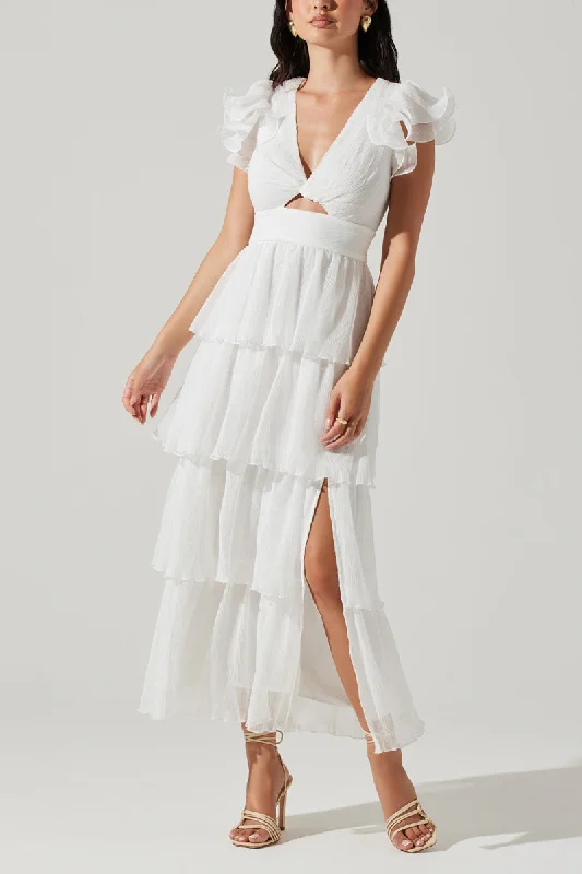 Unique Design Emporia Pleated Tiered Midi Dress