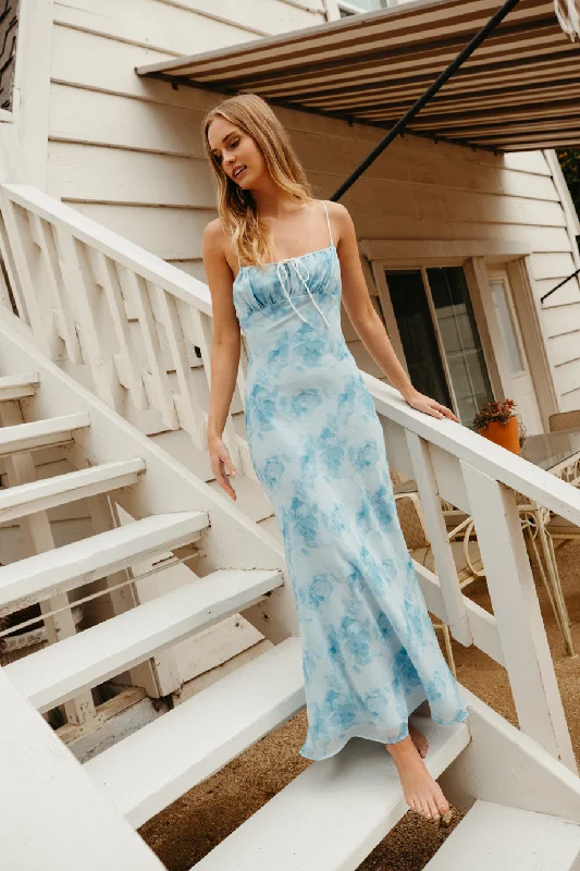 College Style Miranda Watercolor Floral Maxi Dress