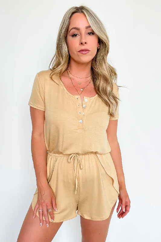 Diamond Series Rosalinah Jersey Knit Button Front Romper - FINAL SALE