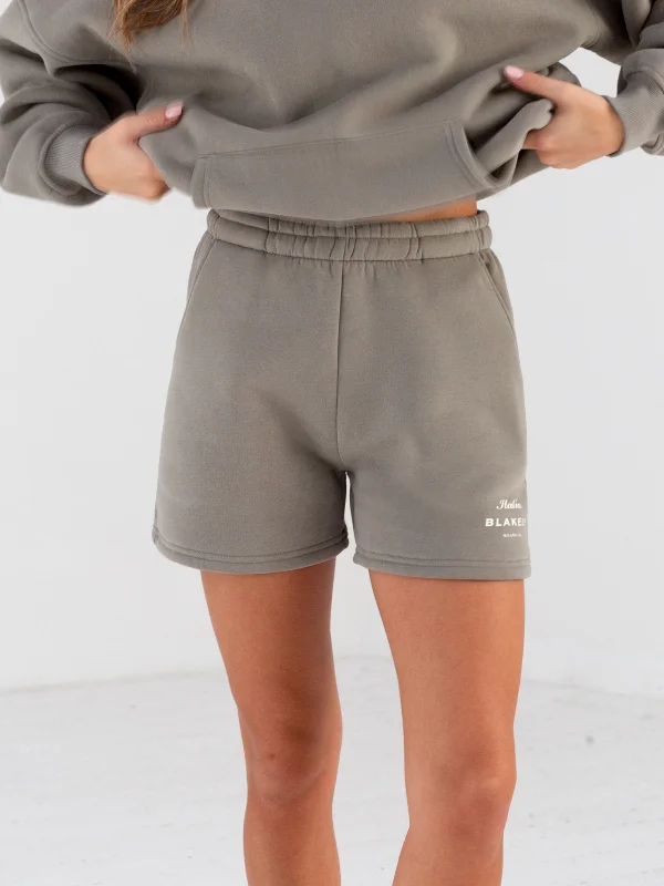 Simple Matching Italia Jogger Shorts - Stone Grey