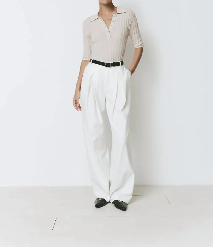 Simple Style Drape Pants In White