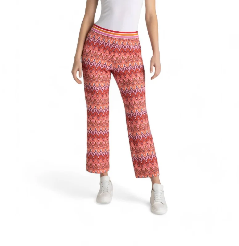 Soft And Comfortable Flare Kick Pant In Pumpkin Orange Jacquard