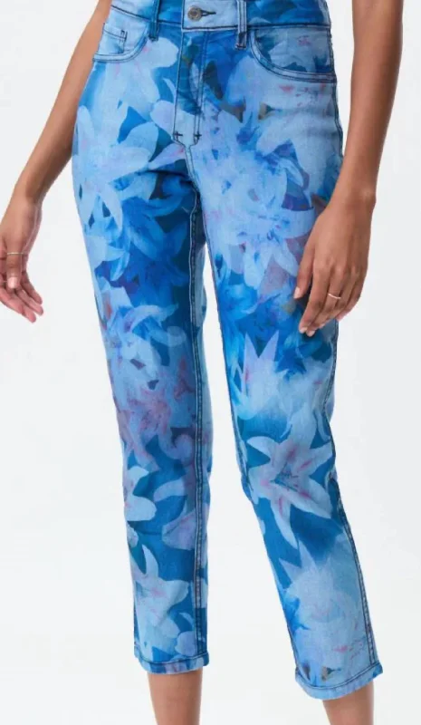 Trendy Traveler Floral Pants In Light Blue
