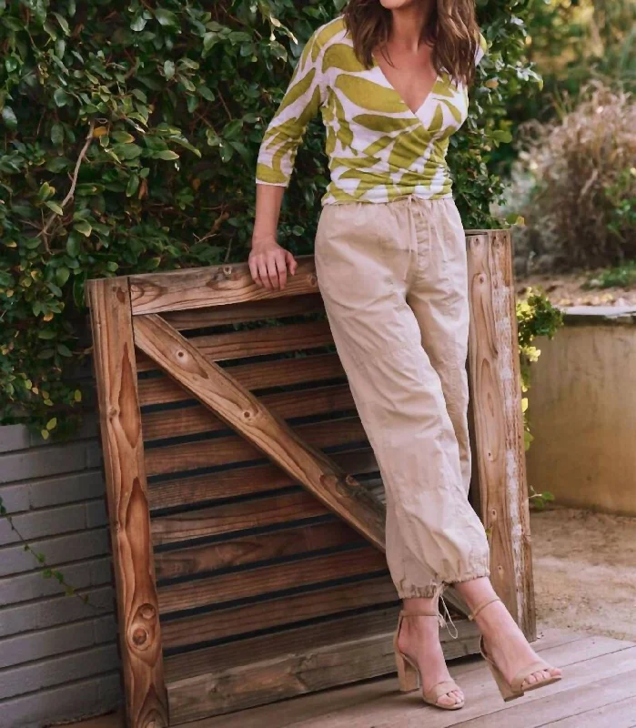 Fashionable And Versatile Poplin Parachute Pant In Khaki