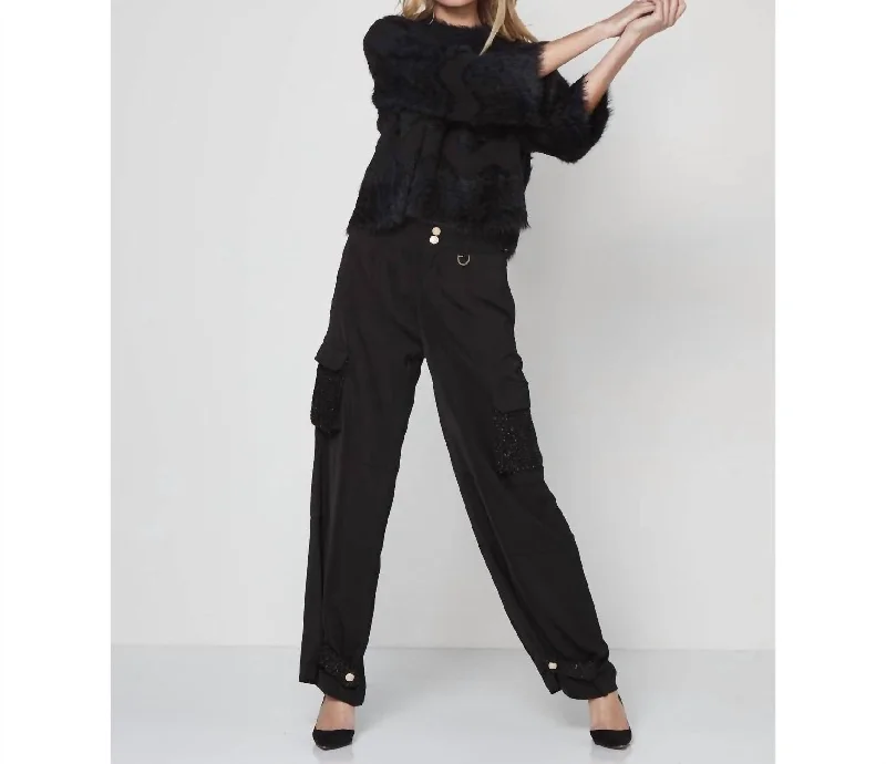 Bright Colors Sofia Trousers Pockets Pants In Black